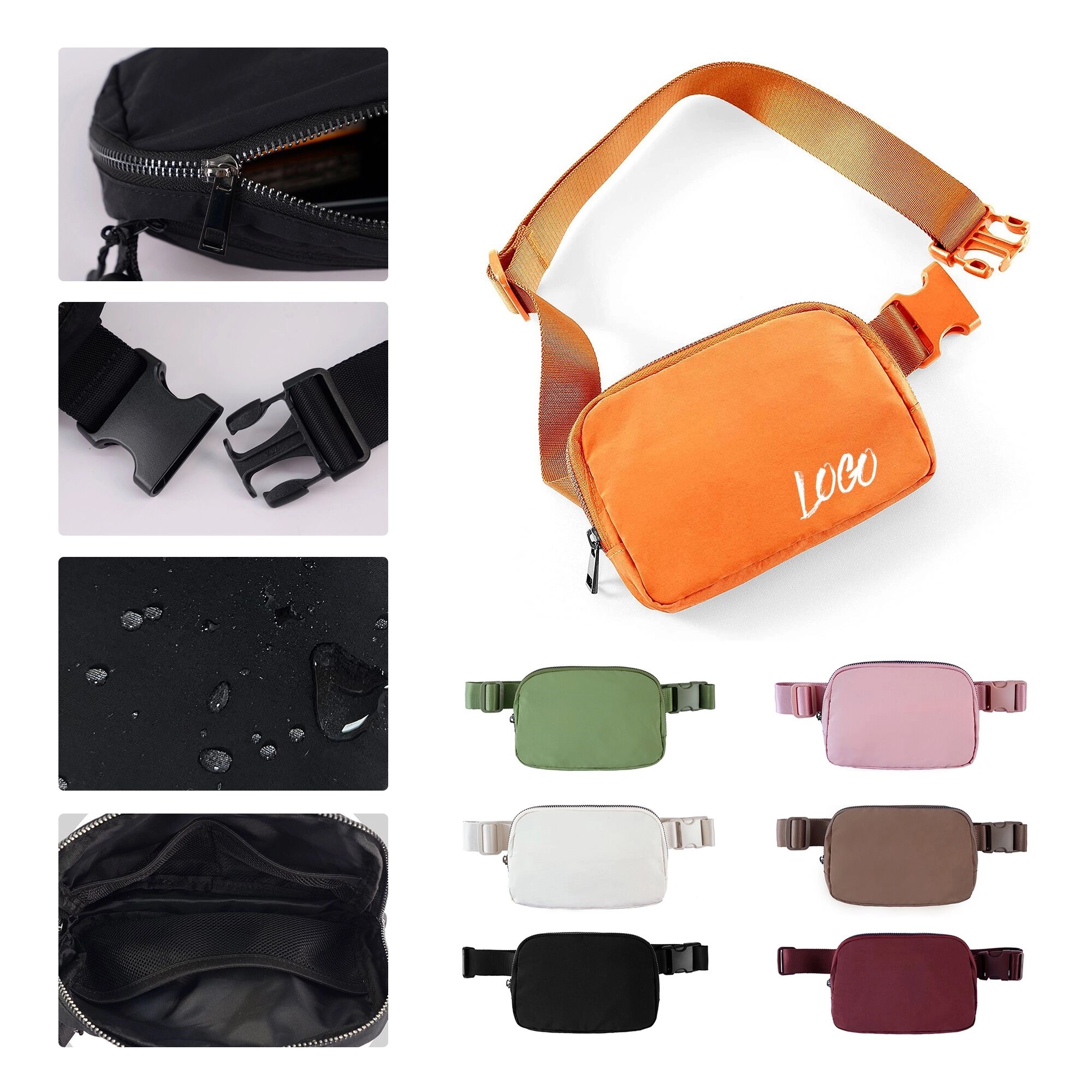 Waterproof Nylon Fanny Pack With Zipper 2