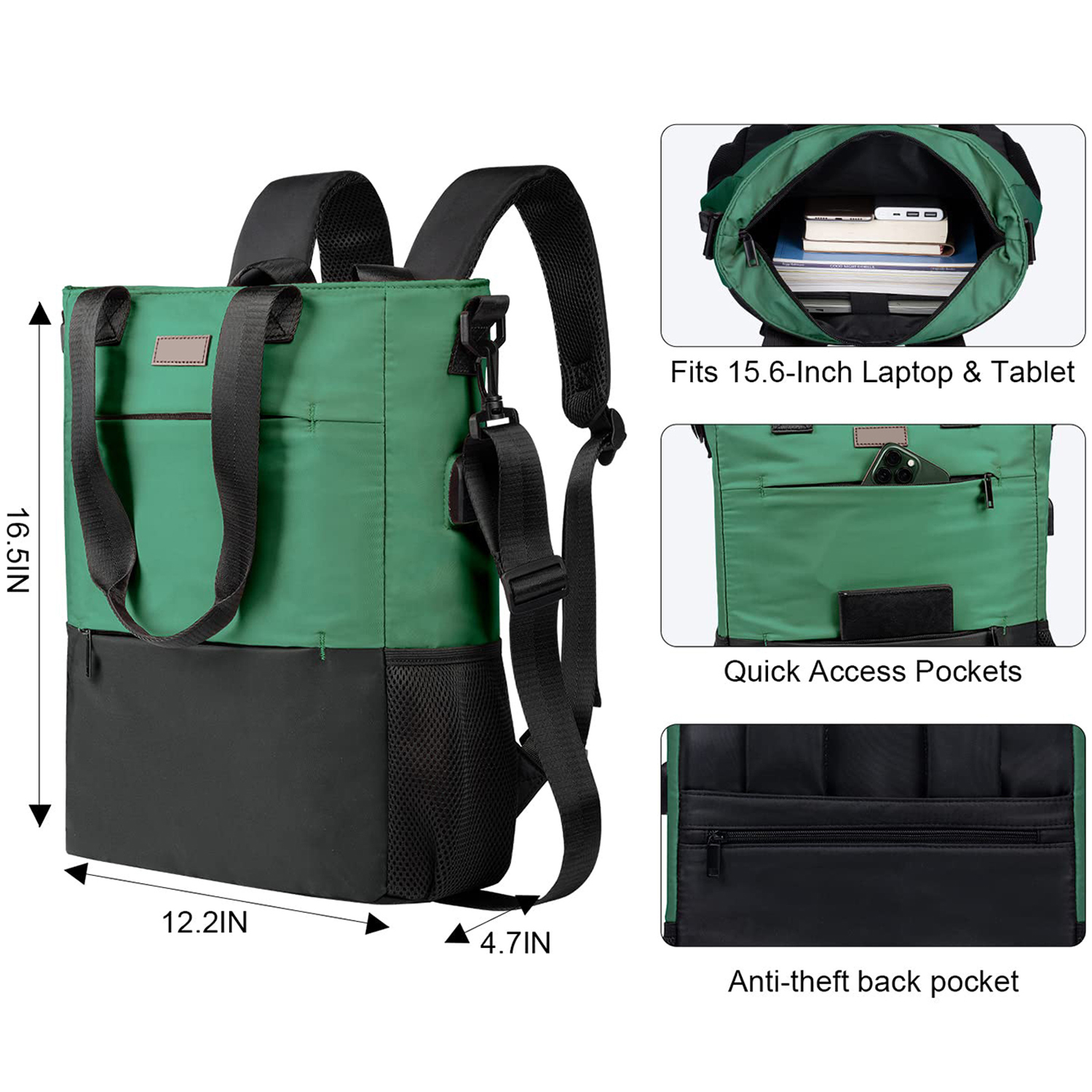 Nylon Convertible Laptop Backpack 9