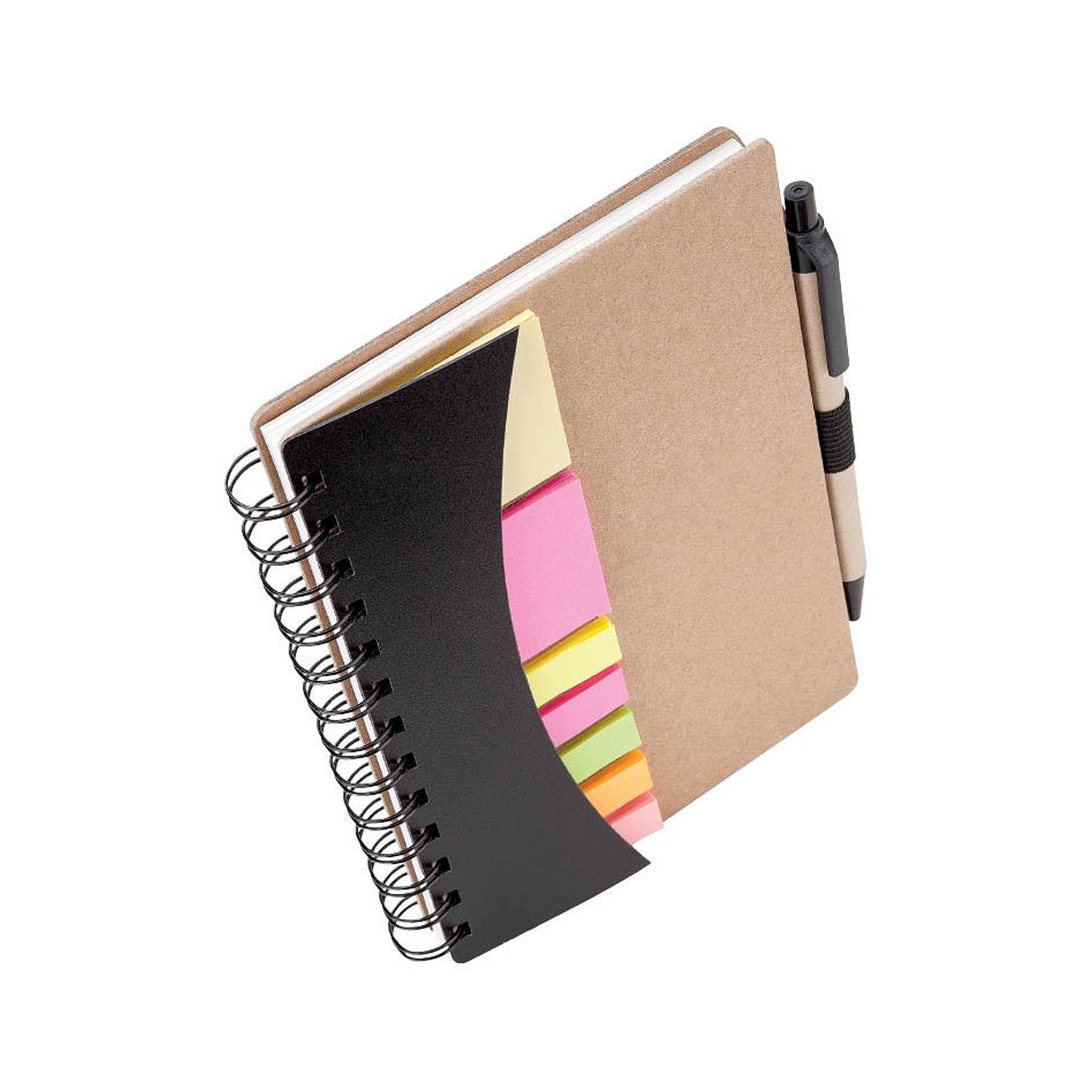 Moq100 Spiral Kraft Cover Notebook With Pen/Sticky Note 4