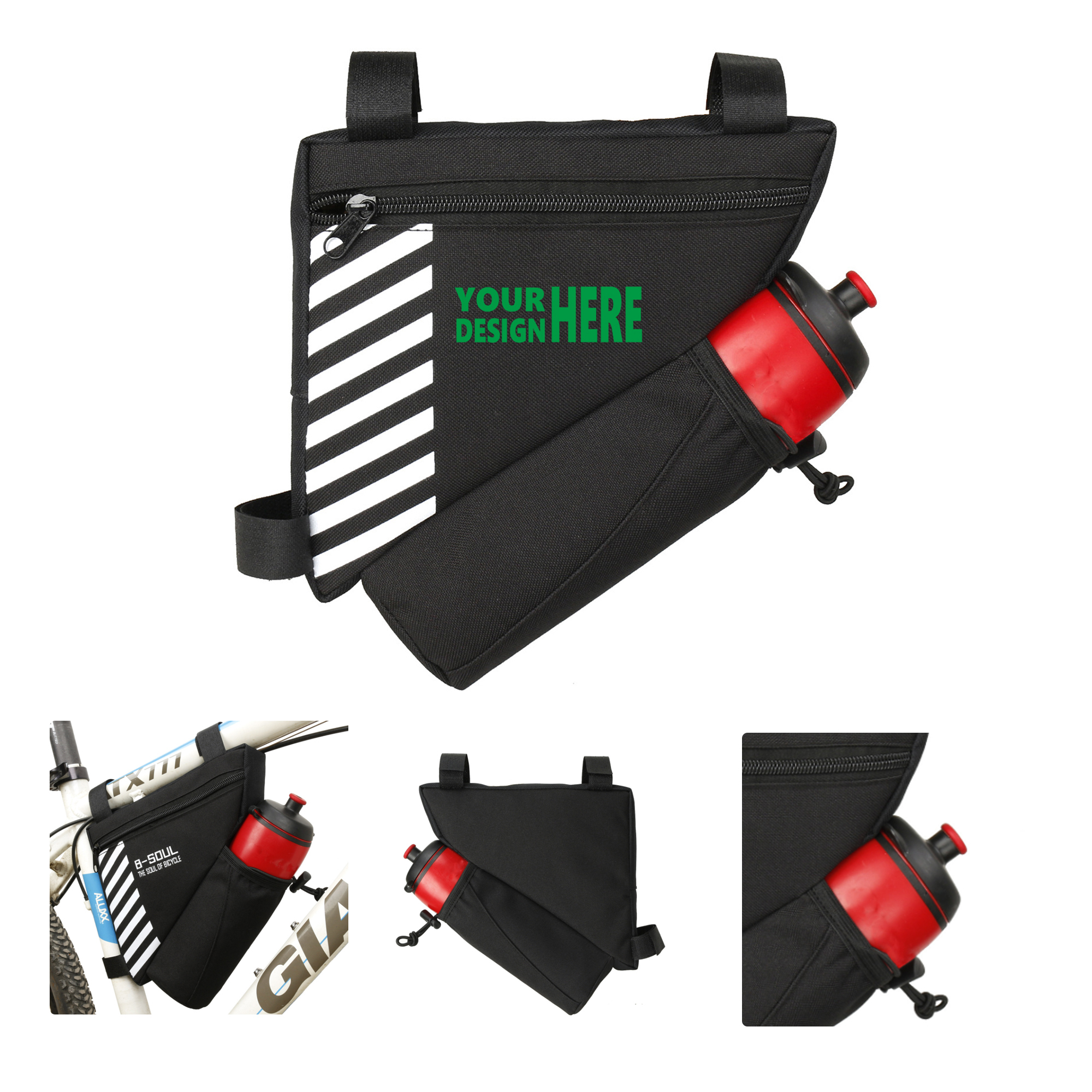 MOQ 50 Bicycle Frame Triangle Bag with Built-in Bottle Holder 2