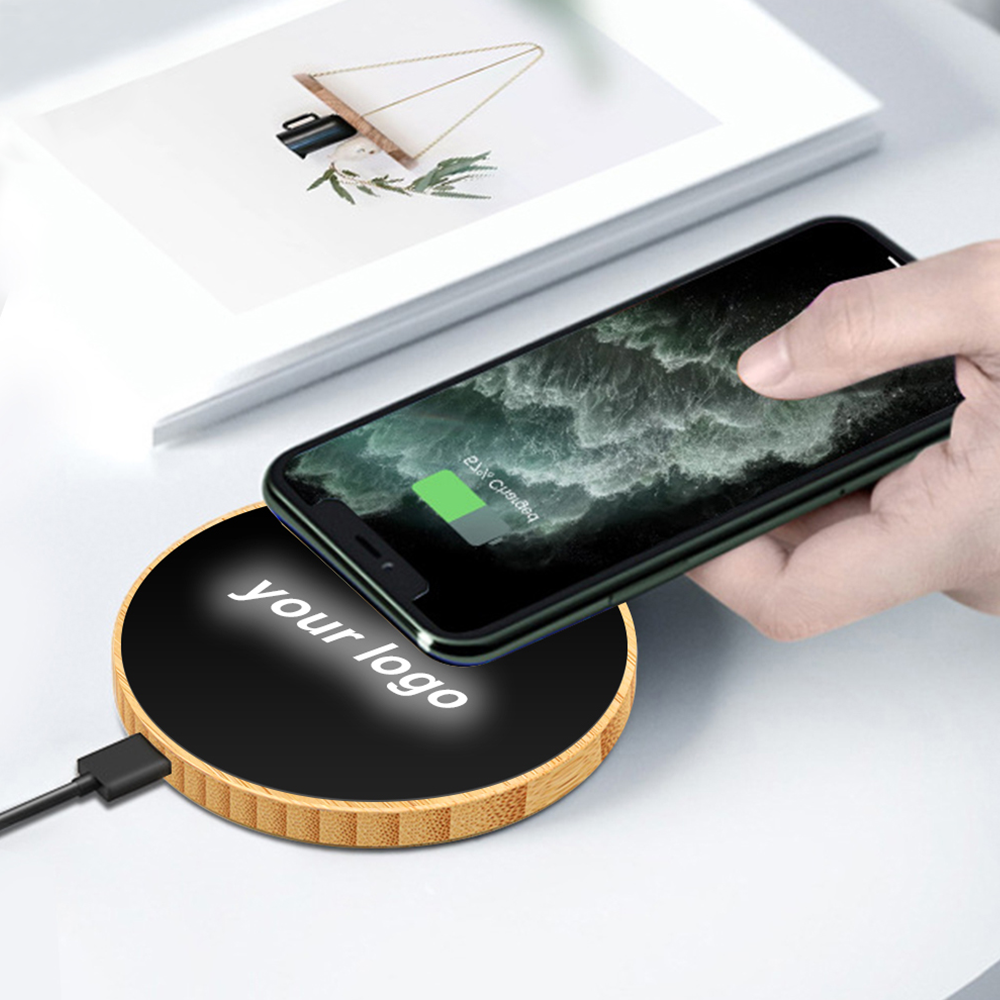 Evanston Bamboo Light Up Wireless Charger 15W 4