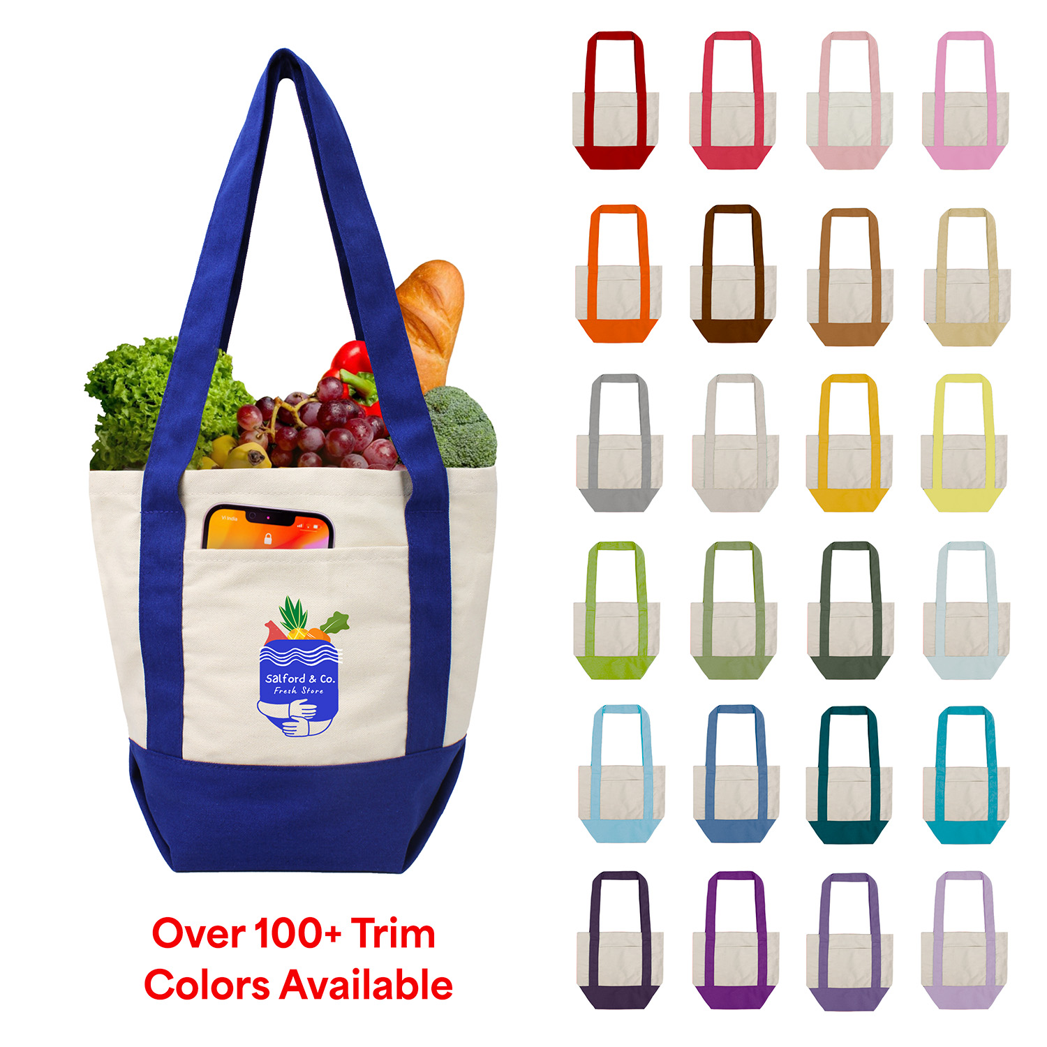 Custom 10 Oz Mini Cotton Canvas Boat Tote (Price include Air Shipping Direct to Customer)