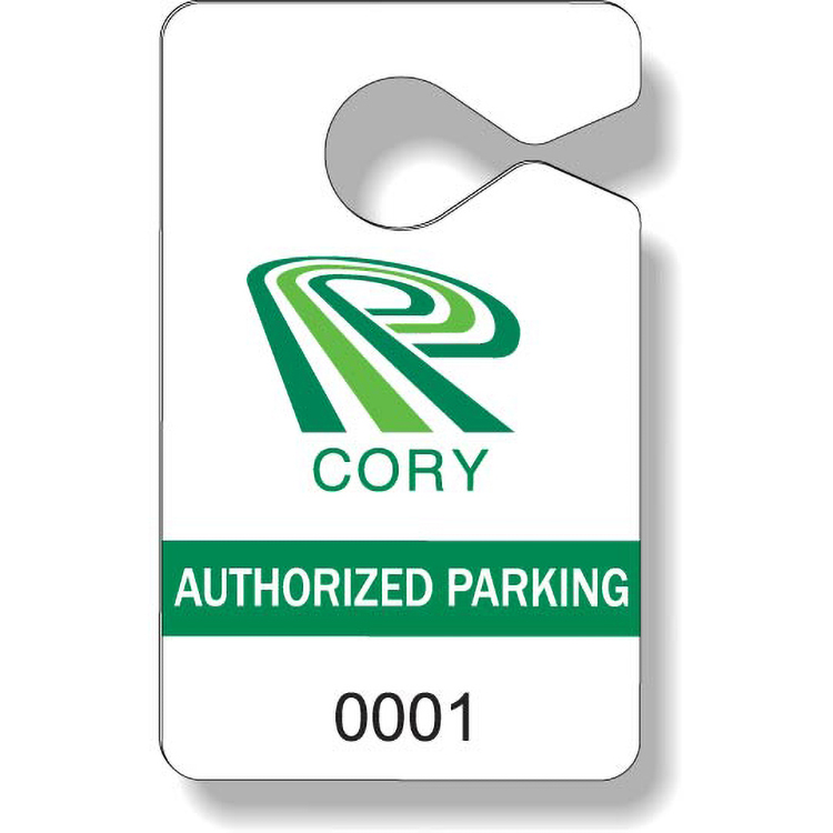 .020 White Gloss Plastic Parking Tag / Permit (2.4"x3.9"), Spot Colours 2