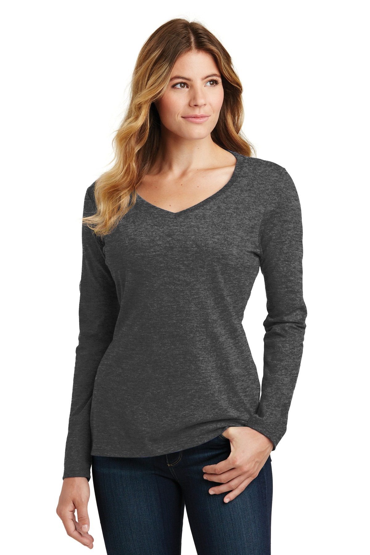 Port & Co Women's Long Sleeve Fan Favorite V-Neck Tee. LPC450VLS 71