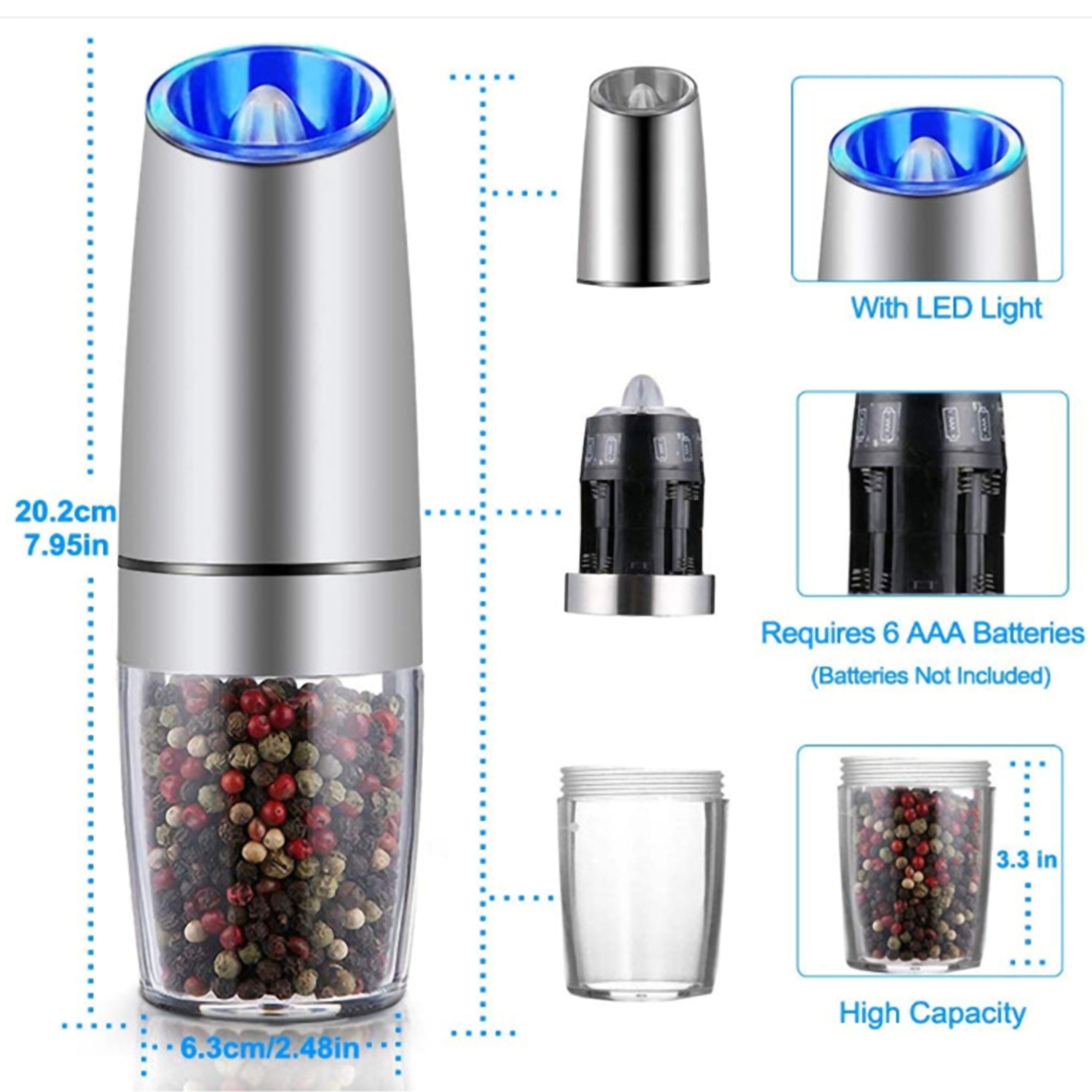 Electric Salt and Pepper Grinder Set 3