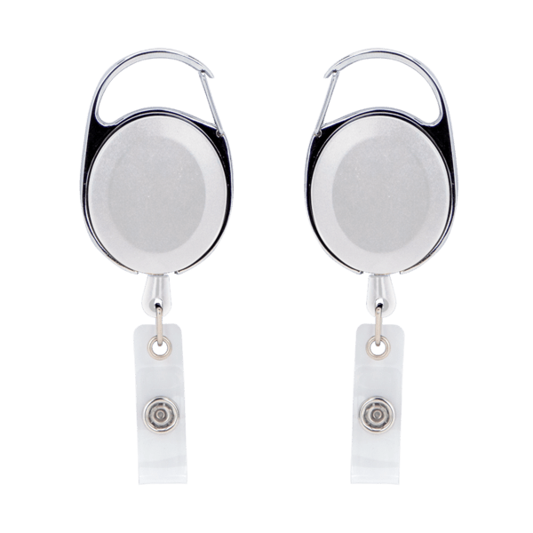 Oval Metal Retractable Badge Reel with Carabiner 1