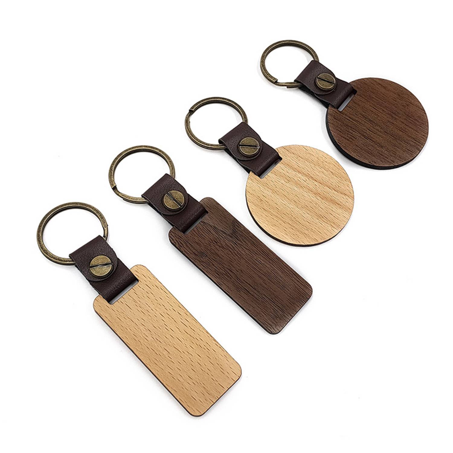 Creative Leather Wooden Keychain 6