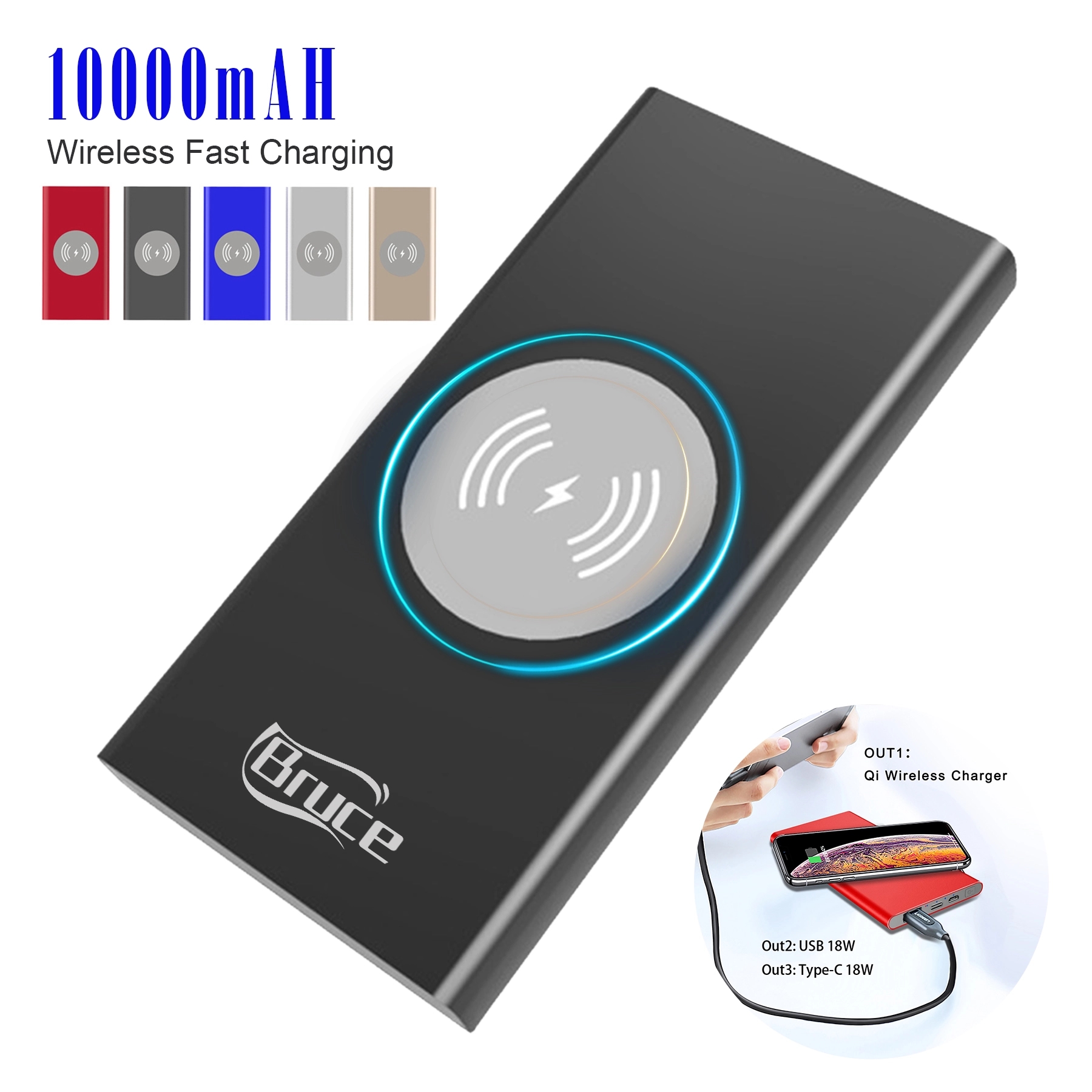 10000 Mah Aluminum Hd Wireless Power Bank 1