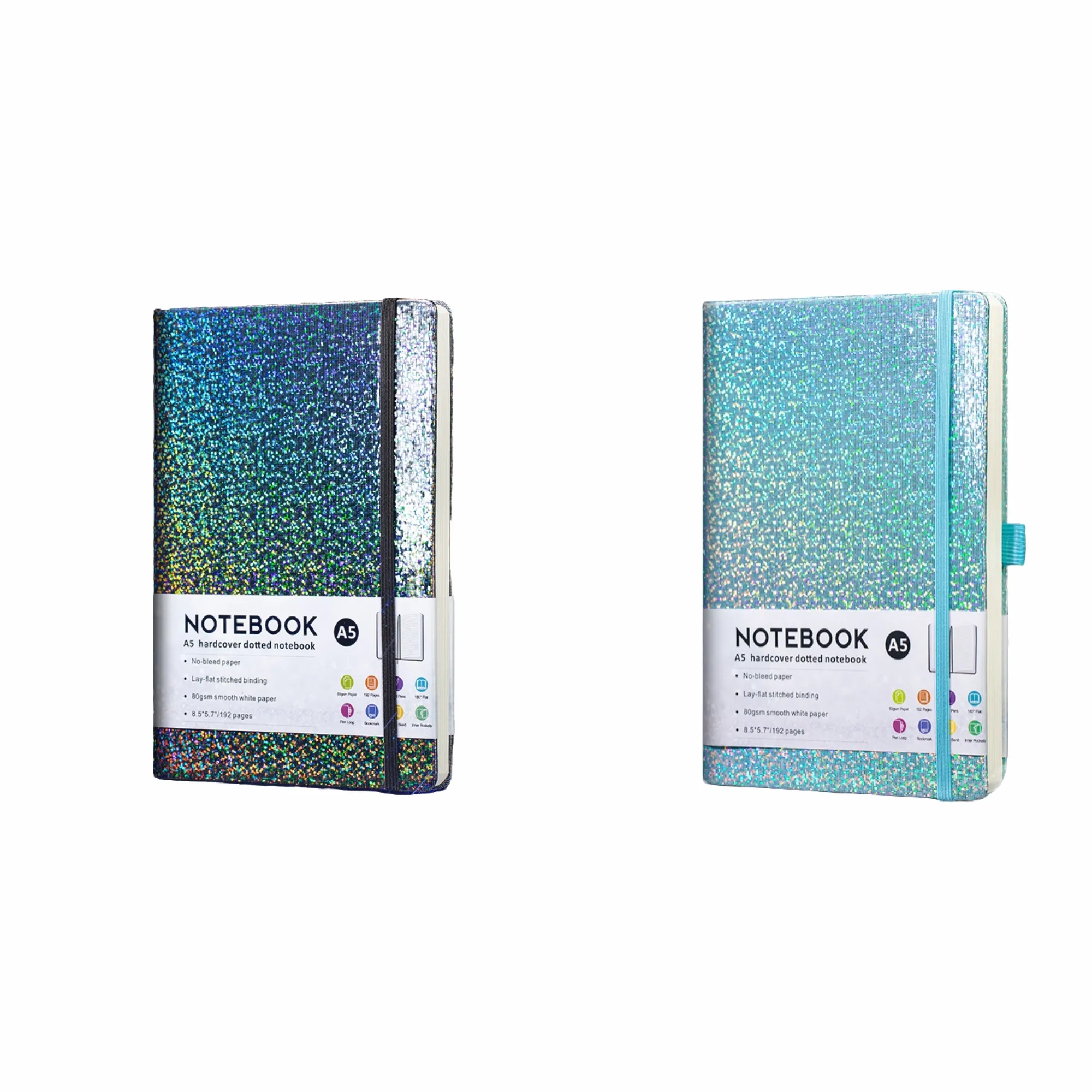 A5 Glitter Notebook, PU Leather, Pen Slot, Elastic Band, Cus 2