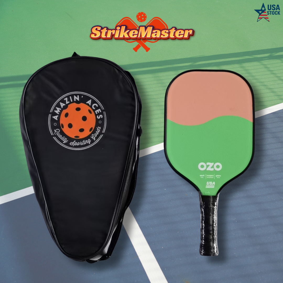 StrikeMaster Single Fiberglass Pickleball Paddle with PU Leather Bag 1