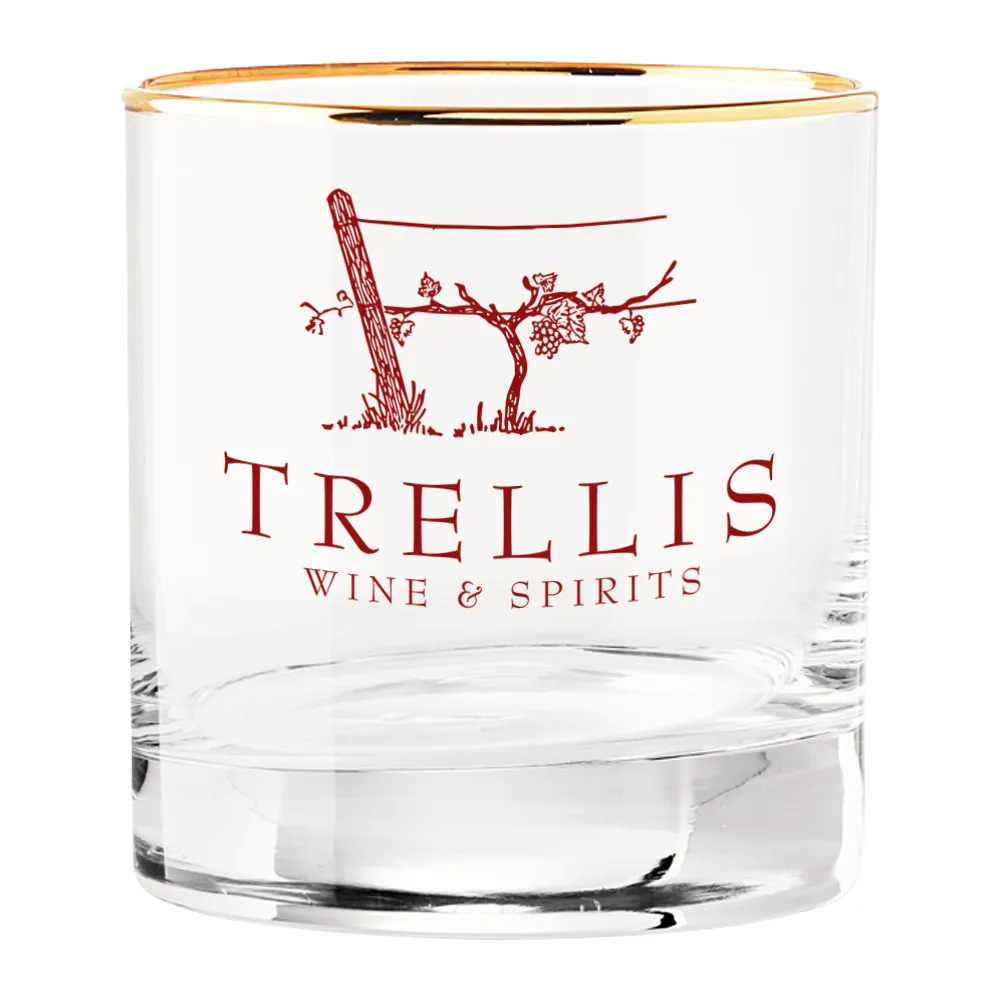 13oz. Gold Rimmed Double Old Fashioned Glass 4