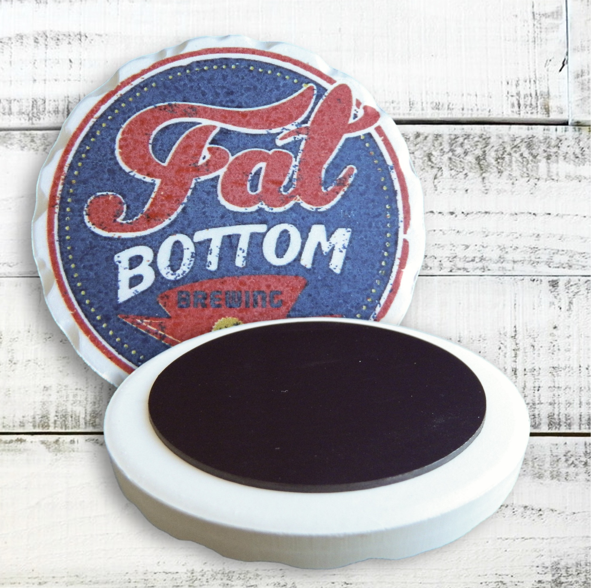 Magnet Round Chiseled Edge Ceramic Stone - Basic Print 1