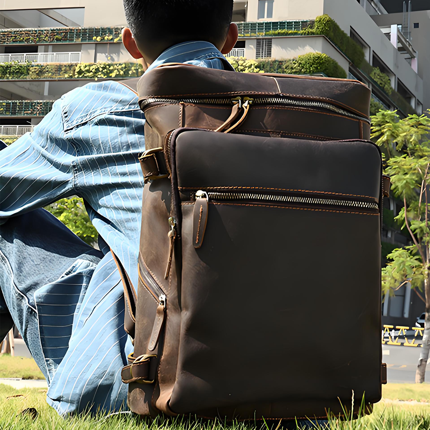 Genuine Leather Vintage Laptop Backpack for Travel 9