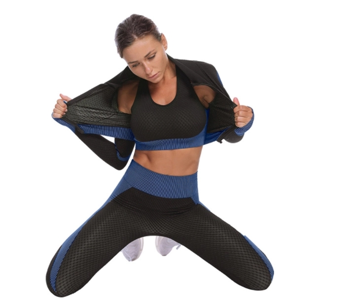 Seamless yoga suit female autumn and winter three sets 2