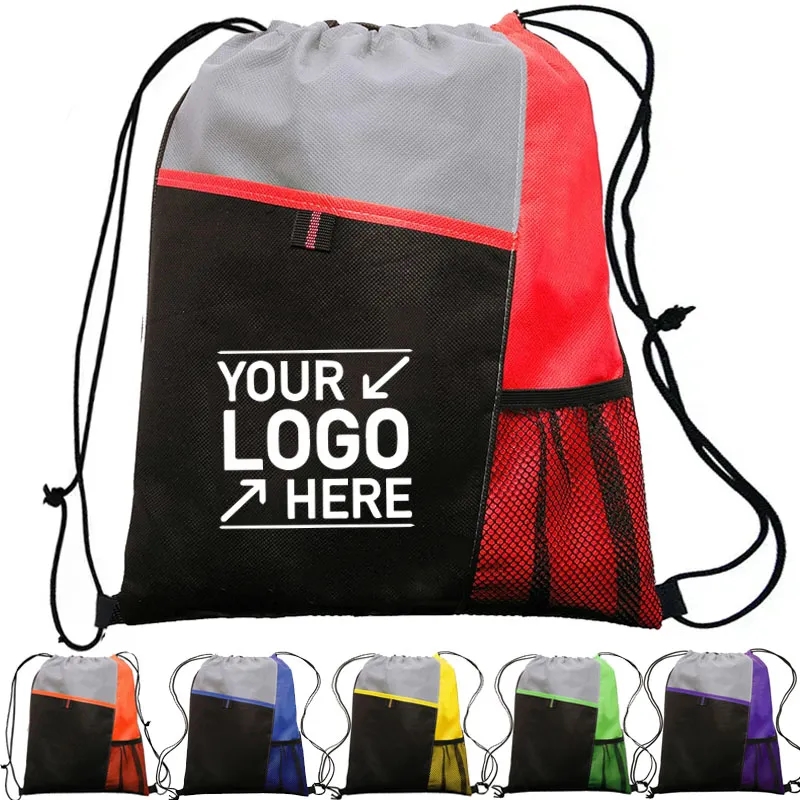 Mesh Pocket Drawstring Backpacks 6