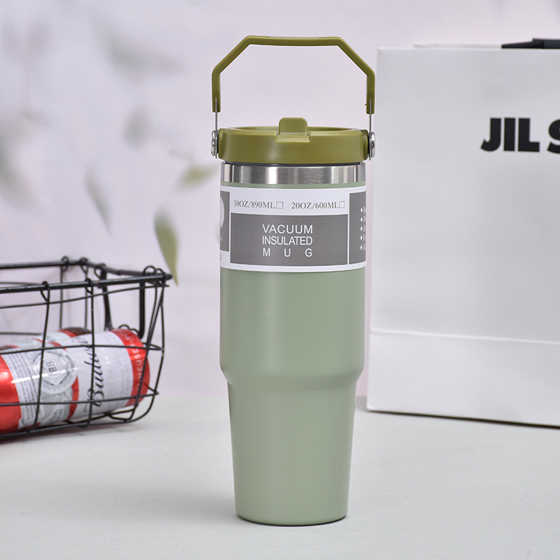 30oz. Stainless Steel Insulated Mug/Tumbler with Handle 6