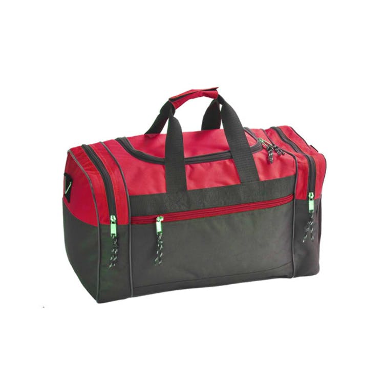 17" Poly Duffel Bags - Black with Red 2