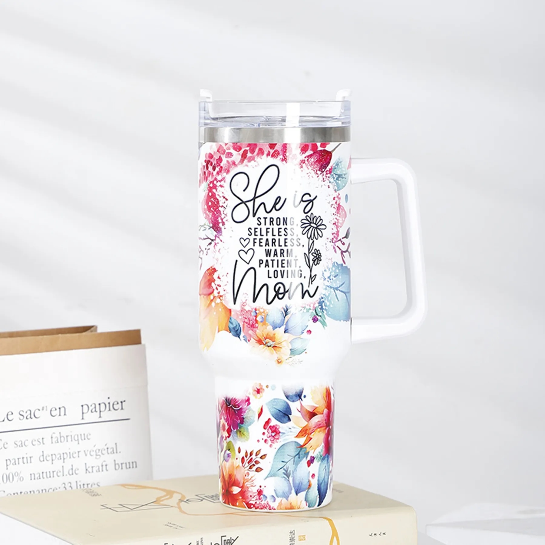 40 Oz Customized Full Color Printed Vacuum Tumbler with Hand 2