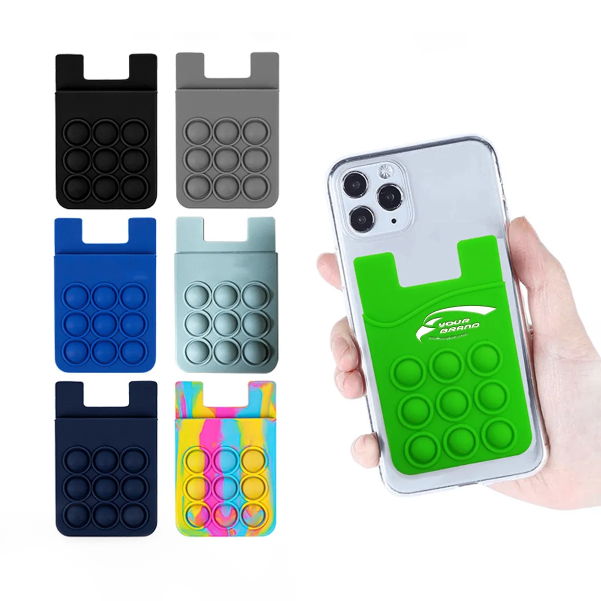 Silicone Bubble Decompression Phone Back Sticker Card Holder 1