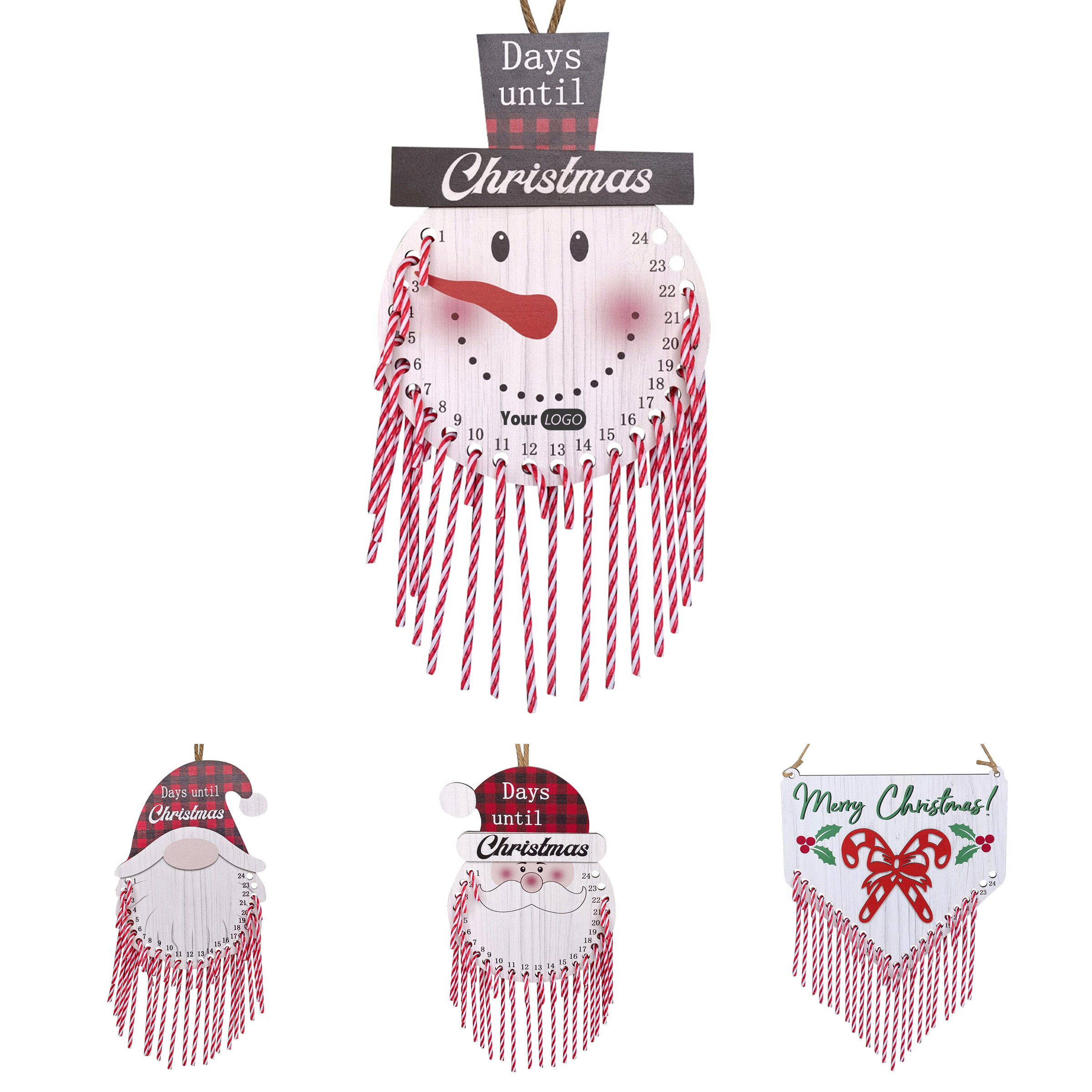 Wood Christmas Countdown Calendar Pendant 1