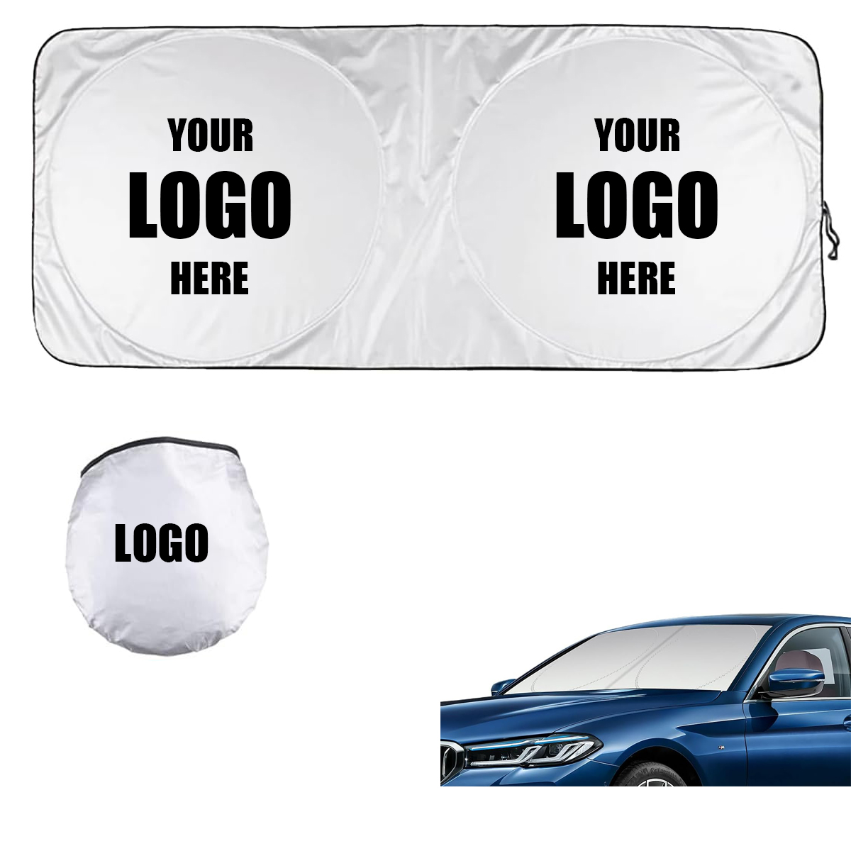 Foldable Windshield Car Sun Shade With Pouch 1