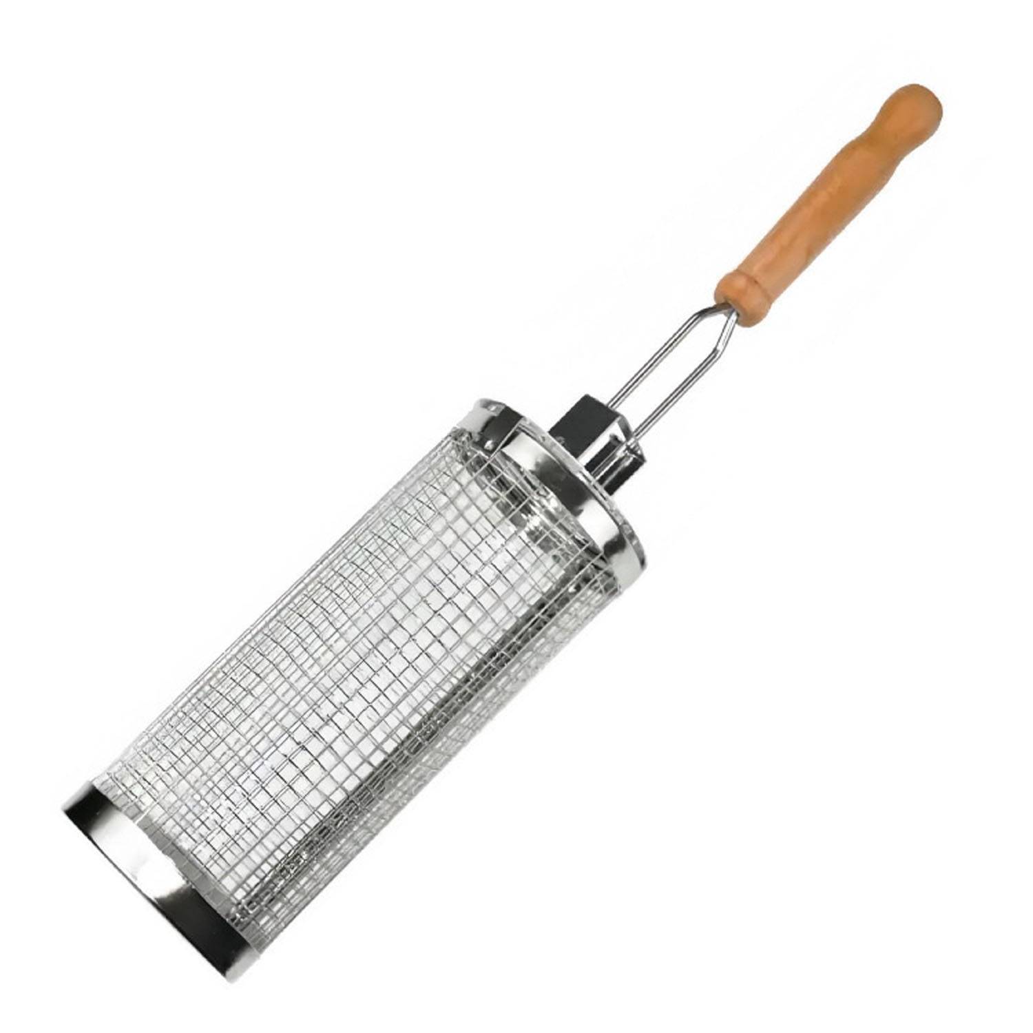 Outdoor Stainless Steel Barbeque Cage w/ Wooden Handle 3