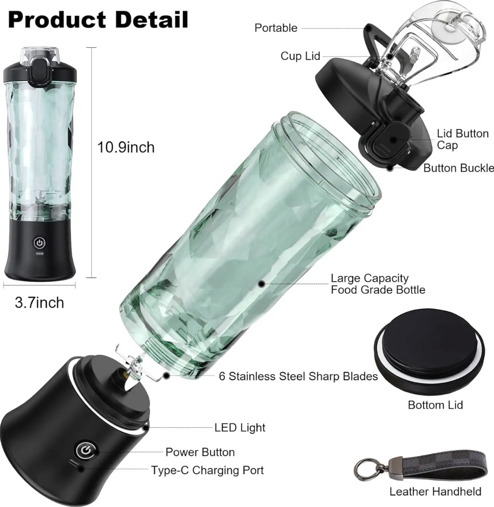 20 OZ Electric Protein Shaker Bottle with Insulated Sleeve 3