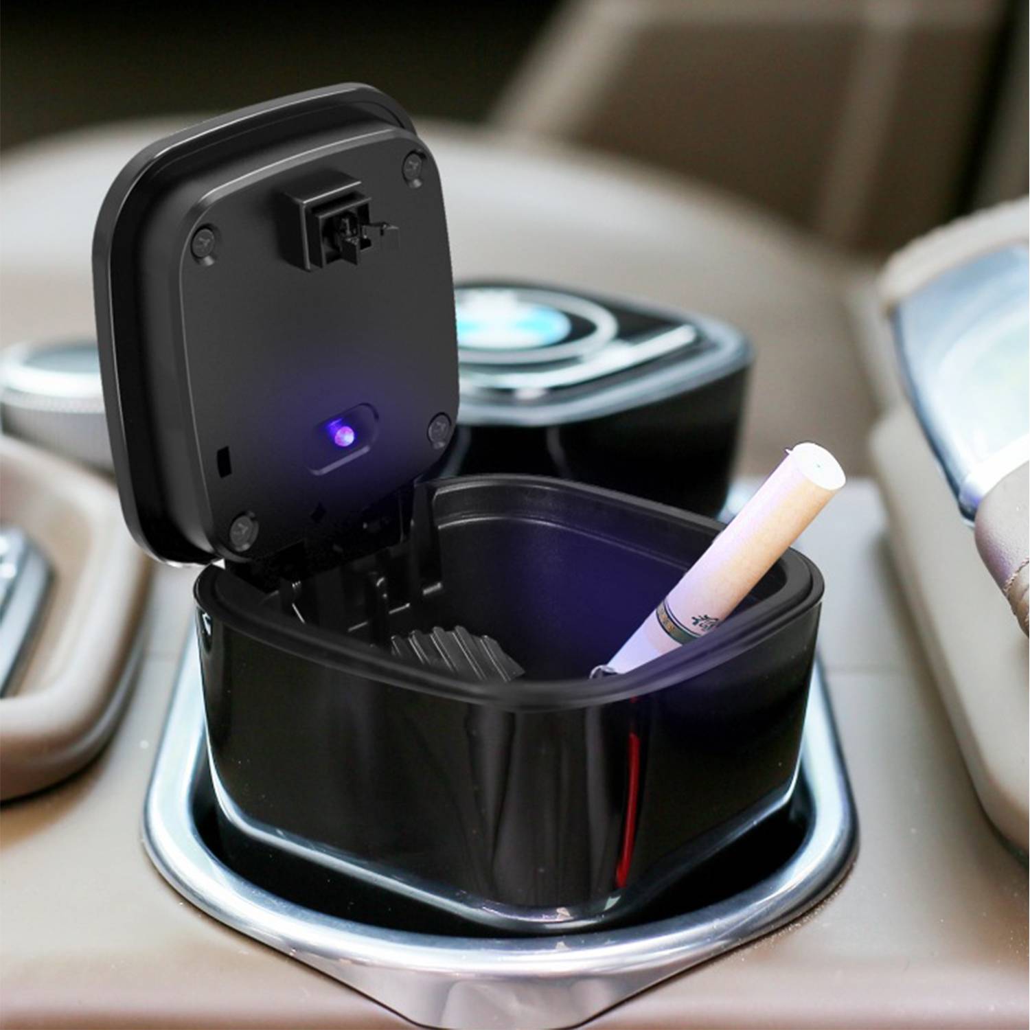 Premium Car Ashtray W/ Lid And Led Light 6