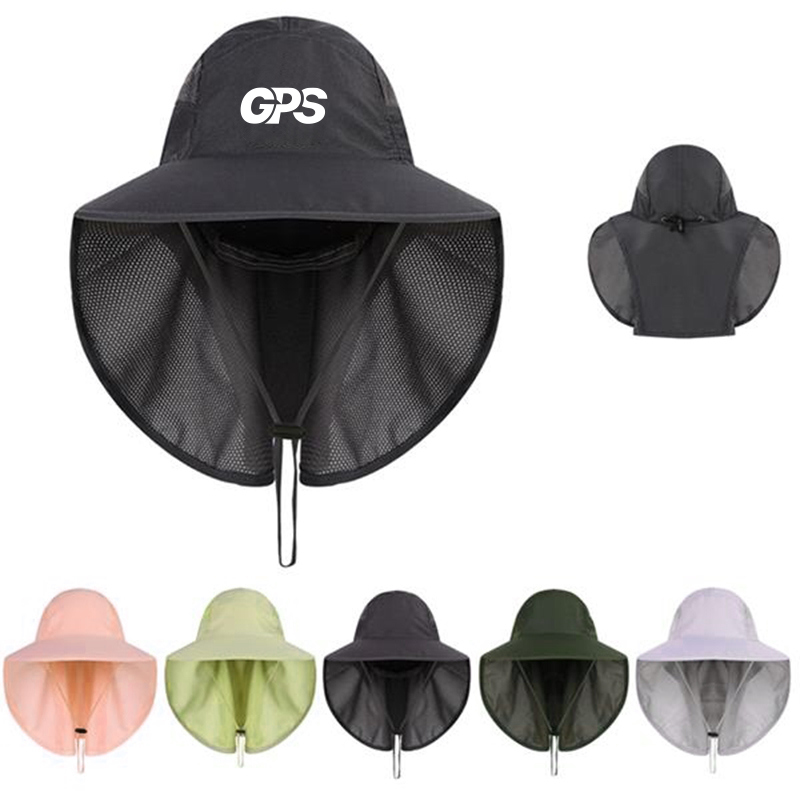 12 " UV Sun Booney Hat With Neck Flap