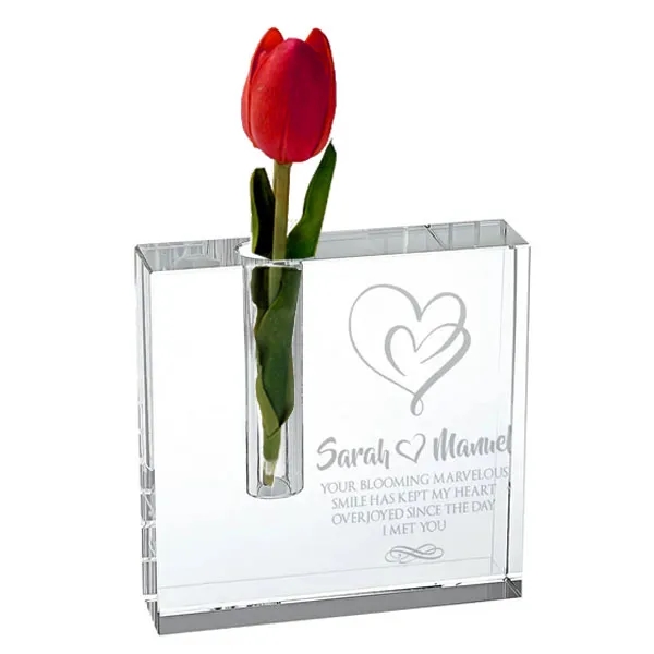 Optical Square Crystal Bud Vase 6