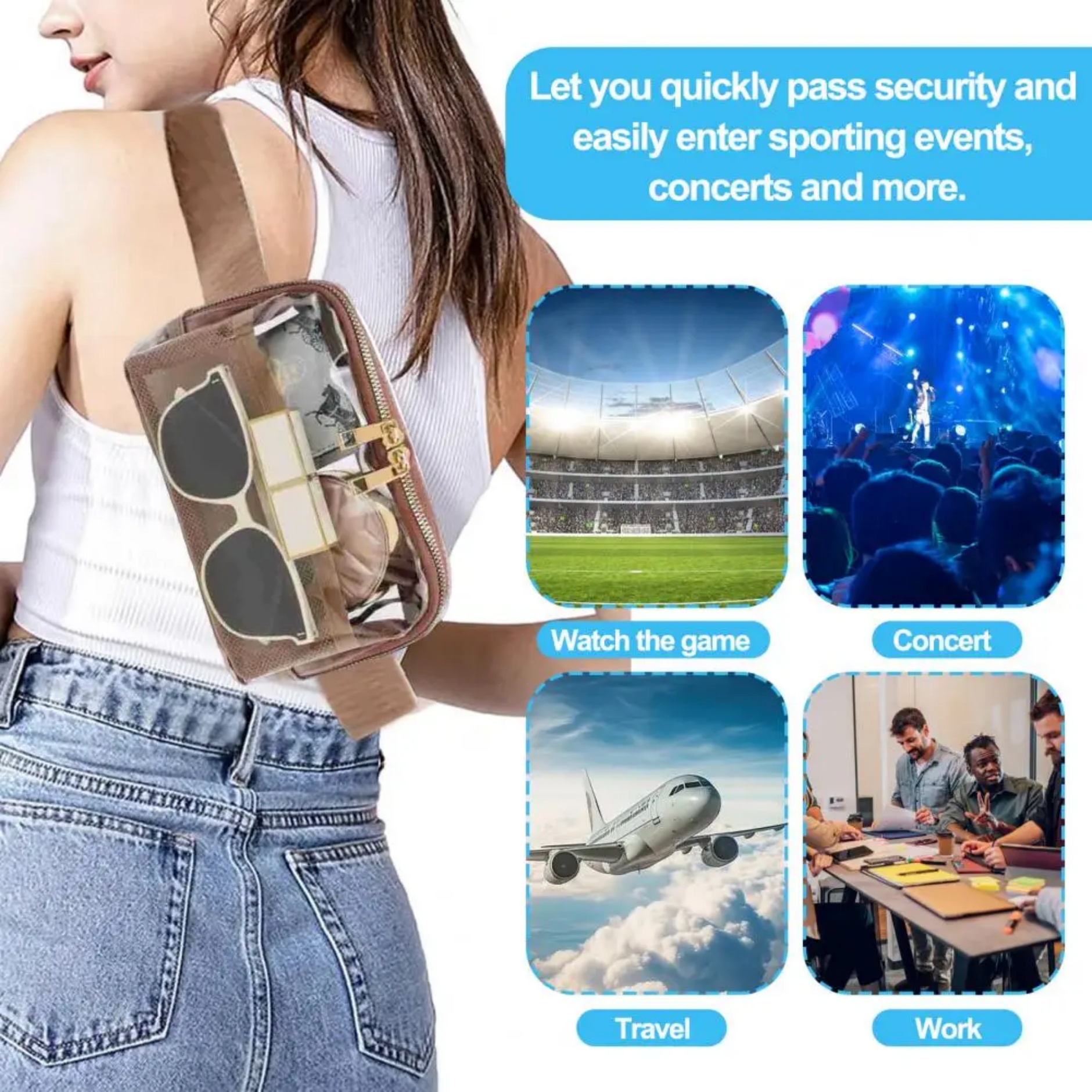 Clear Fanny Pack Stadium Approved Belt Bag with Adjustable Strap 5
