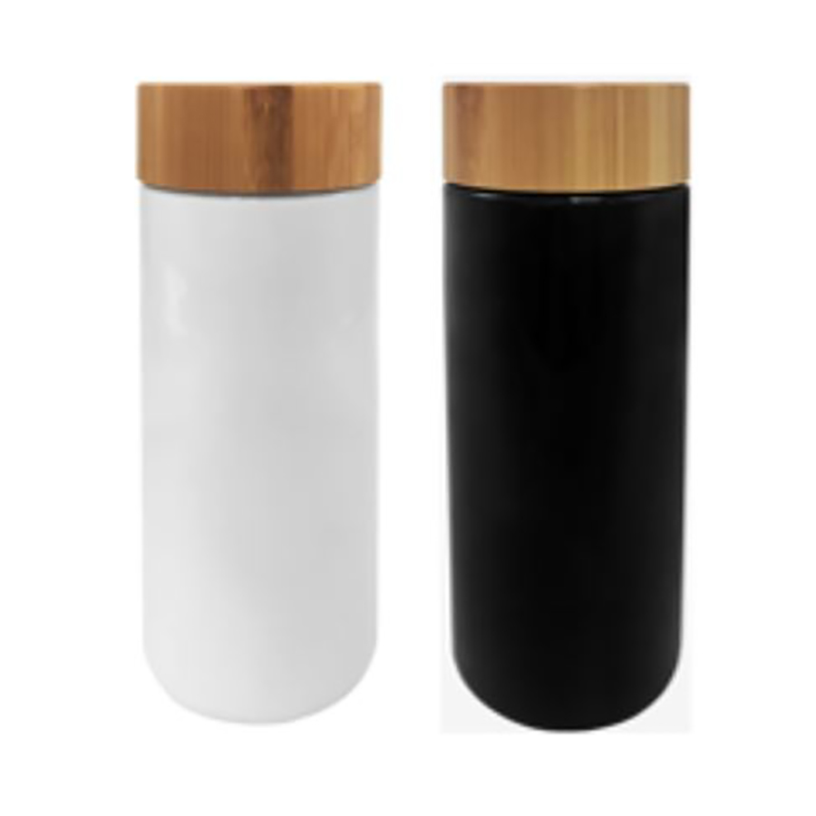 Imari 10oz Double Wall Ceramic Mug With Bamboo Lid 15