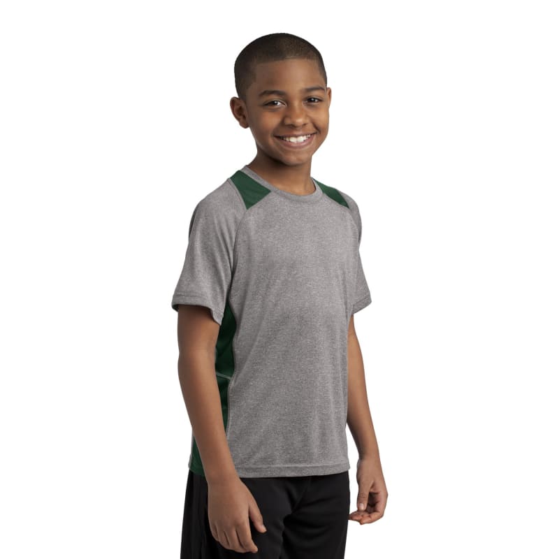 Sport-Tek Youth Heather Colorblock Contender Tee. 28