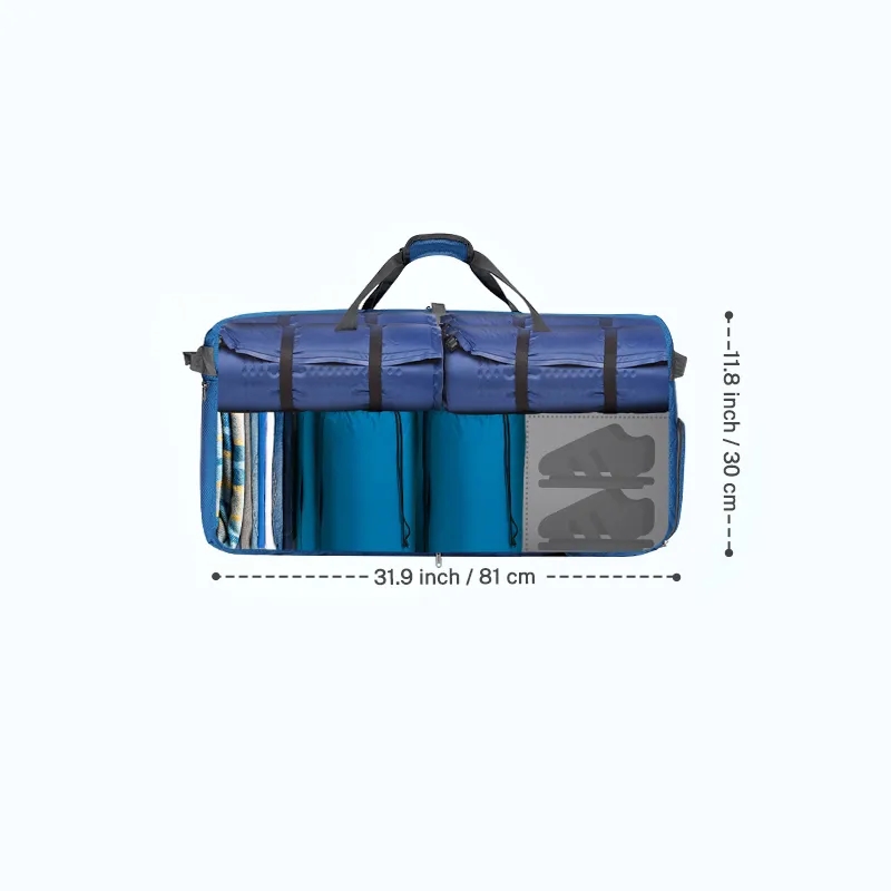 70L Large Foldable Travel Duffle Bag with Shoes Compartment 2