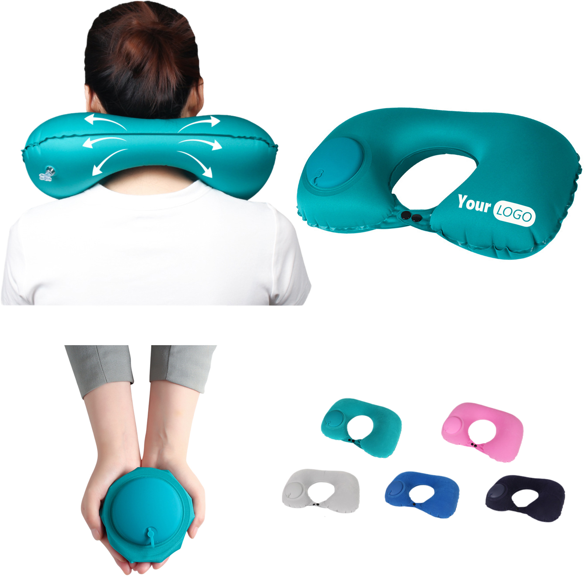 Inflatable Travel U-Shaped Pillow for Portable Neck Support 2