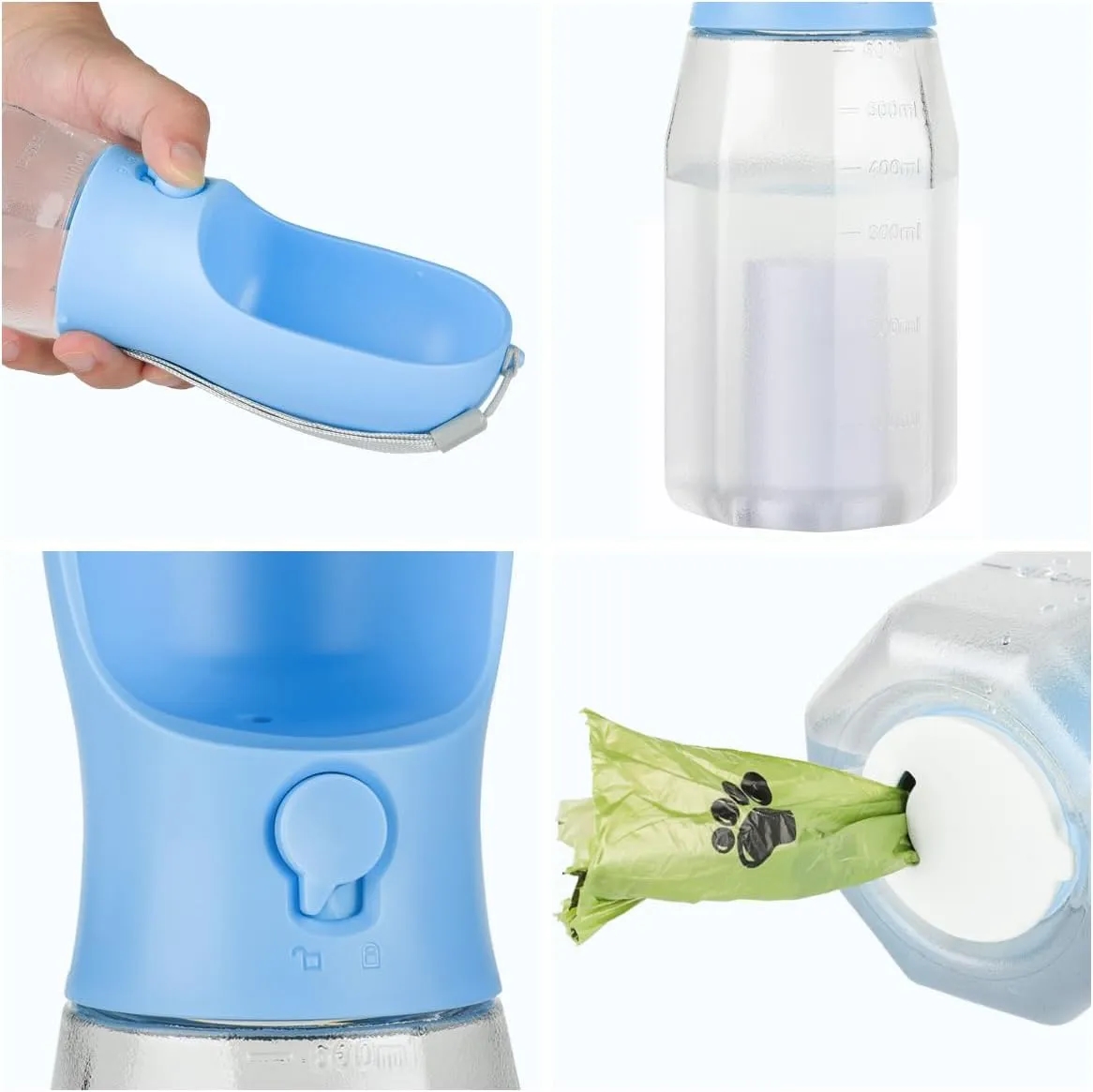 Portable Pet Water Bottle with Food Container 2