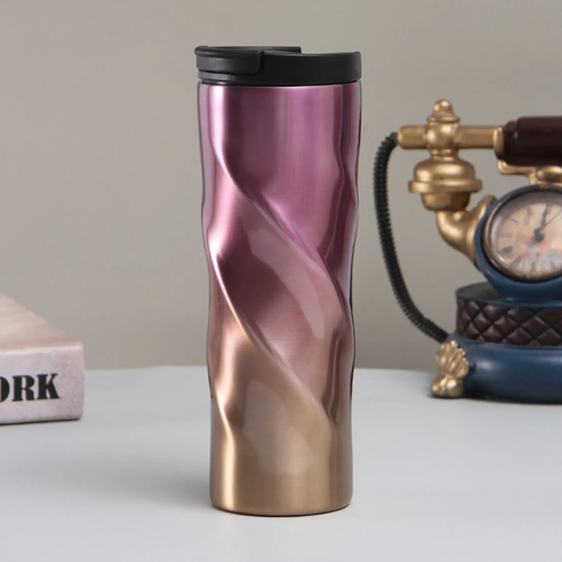 17 Oz. Spiral Gradient Color Stainless Steel Vacuum Cup 12
