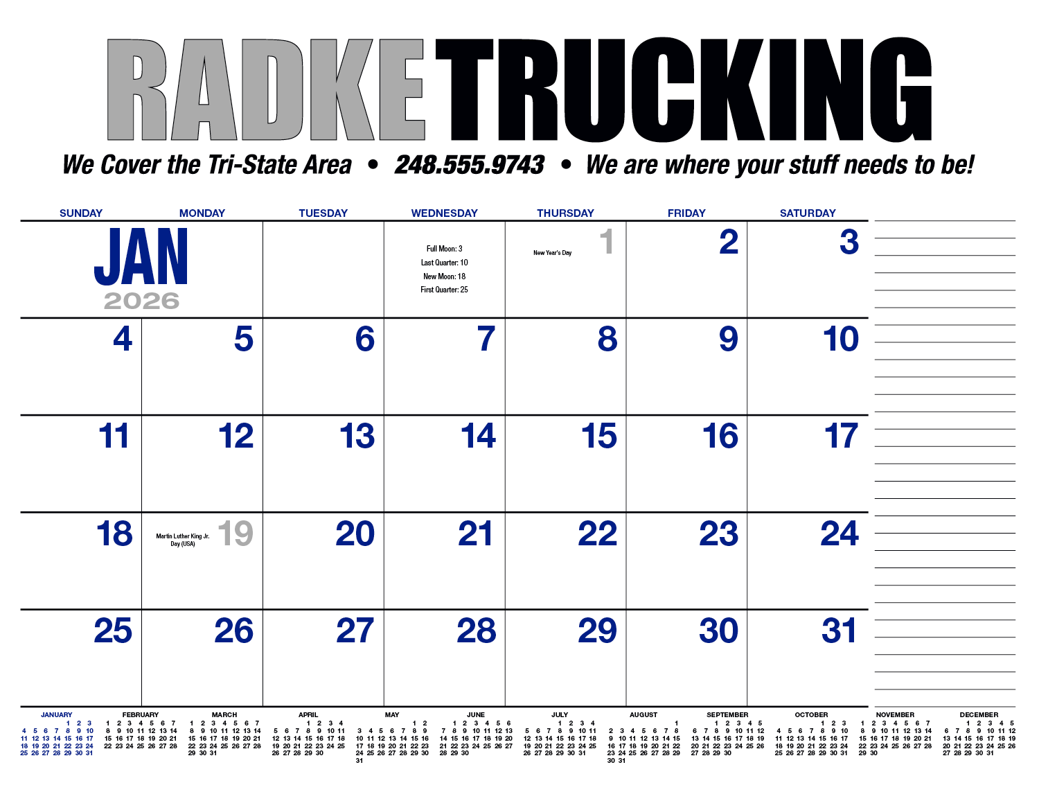 HotLine® Products 13-Month Desk Pad Calendar 21