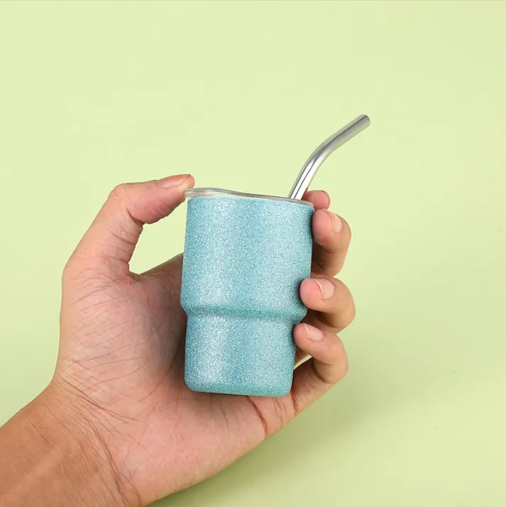 2 oz. Mini Tumbler Shot Glass w/ Stainless Steel Straw 4