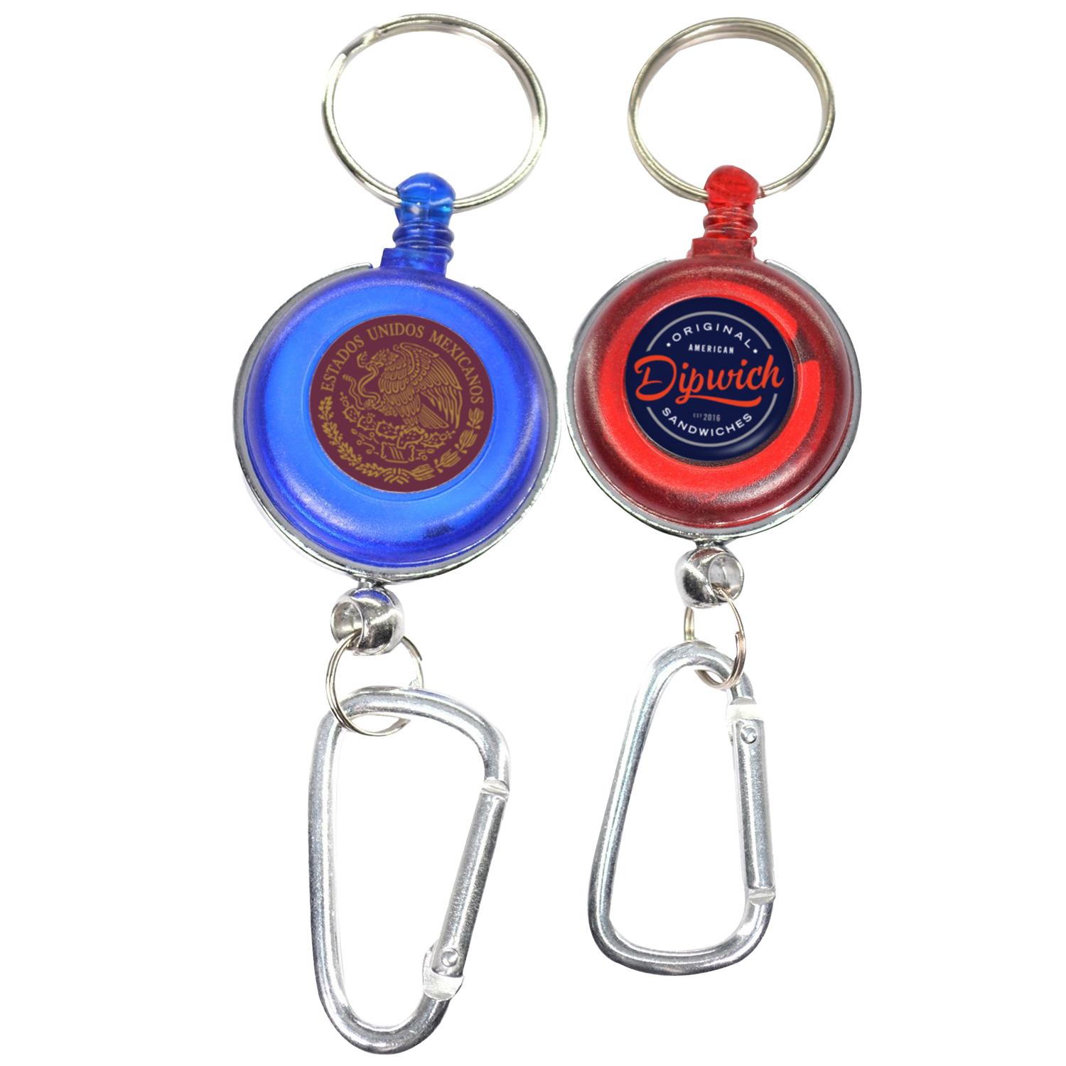 Transparent Round Badge Reel Holder w/ Carabiner & Keyring 1