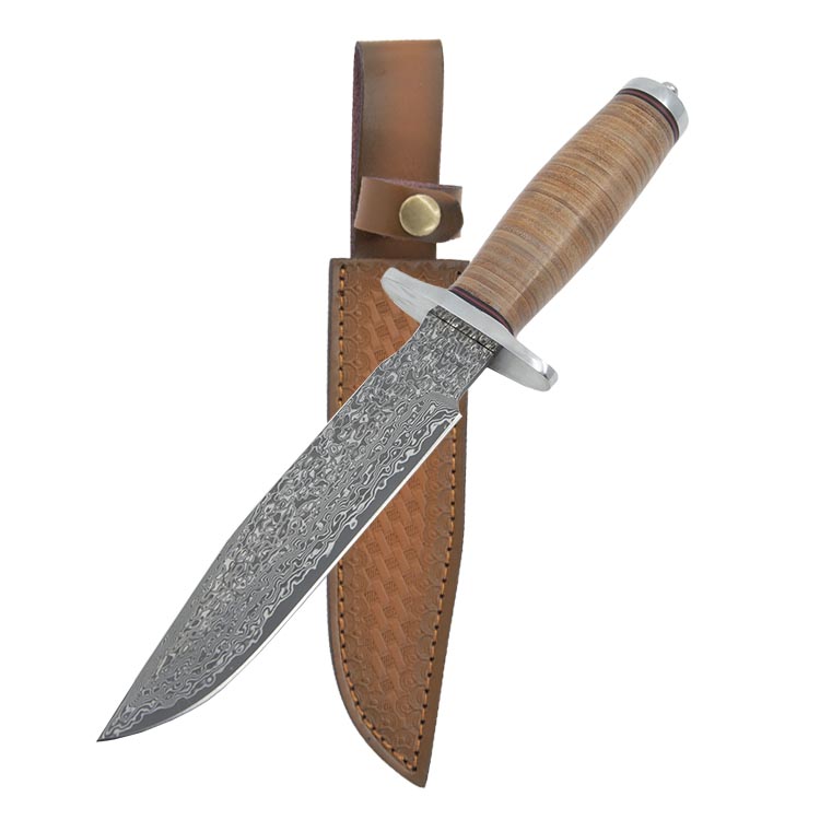 Honor - Damascus Stacked Leather Survival Knife 4