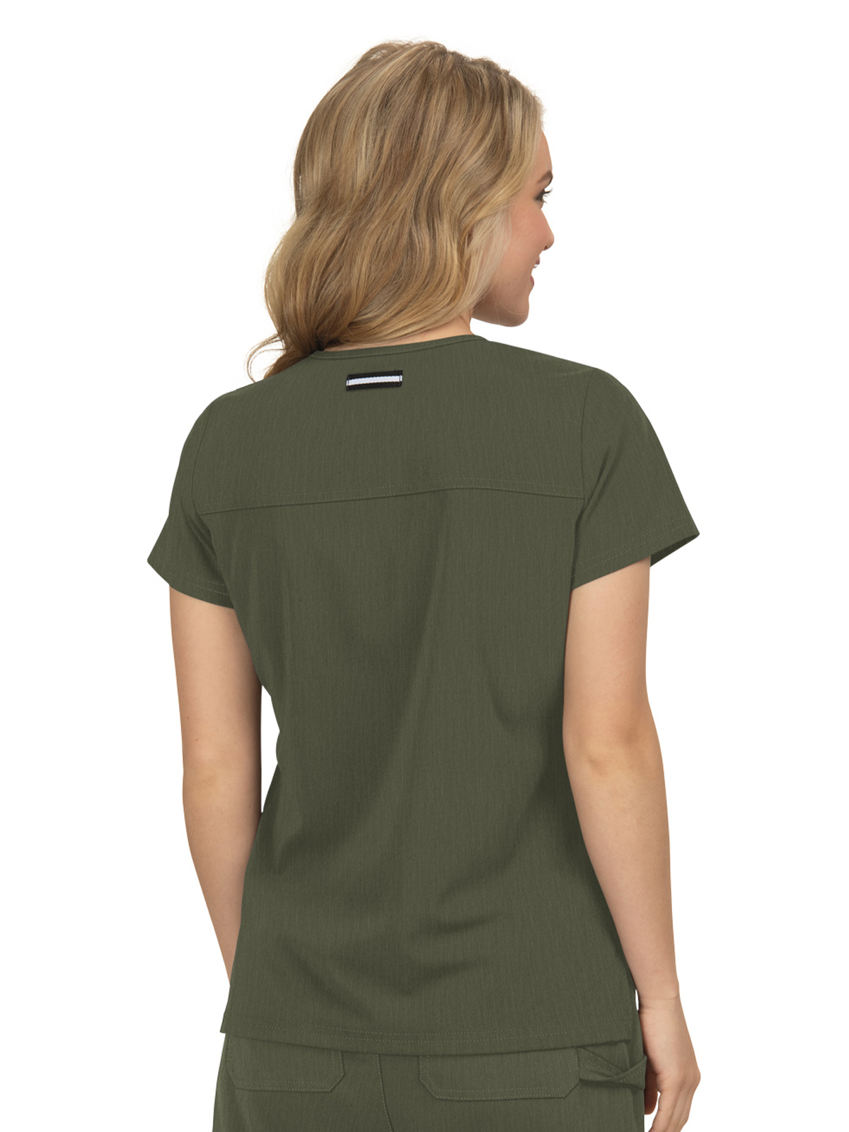 koi - Next Gen - Women's Three-Pocket Wide V-Neck Stretch Hustle and Heart Top 24