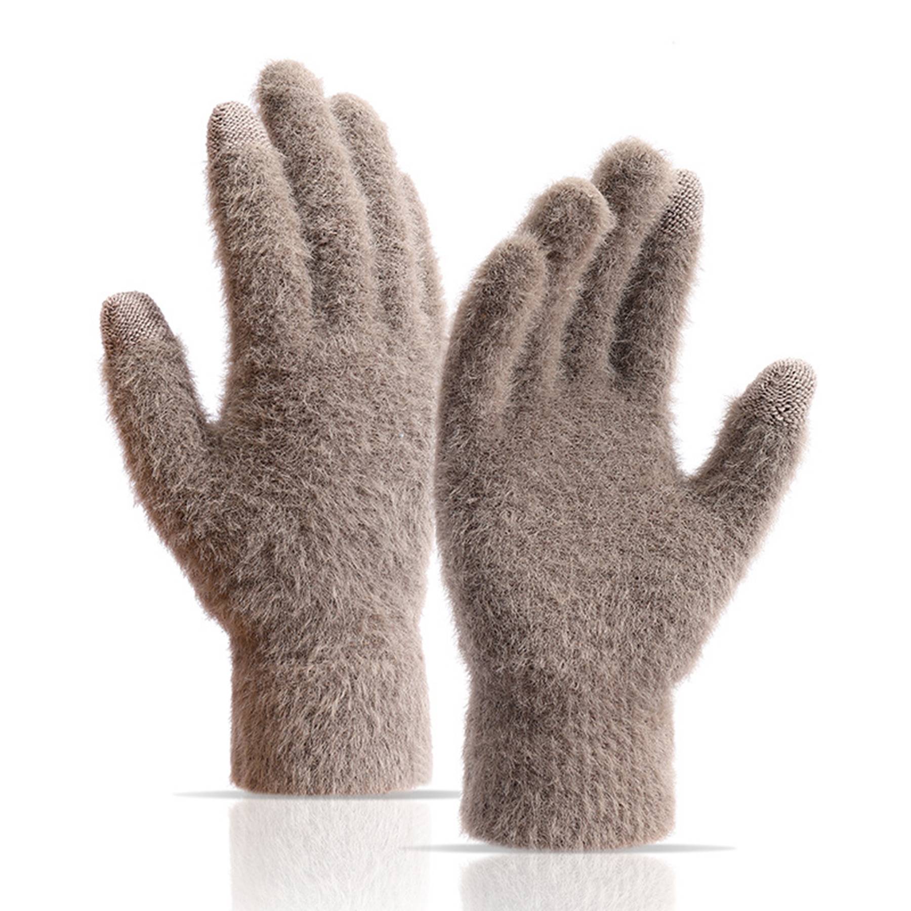Womens Winter Mink Touchscreen Gloves 4