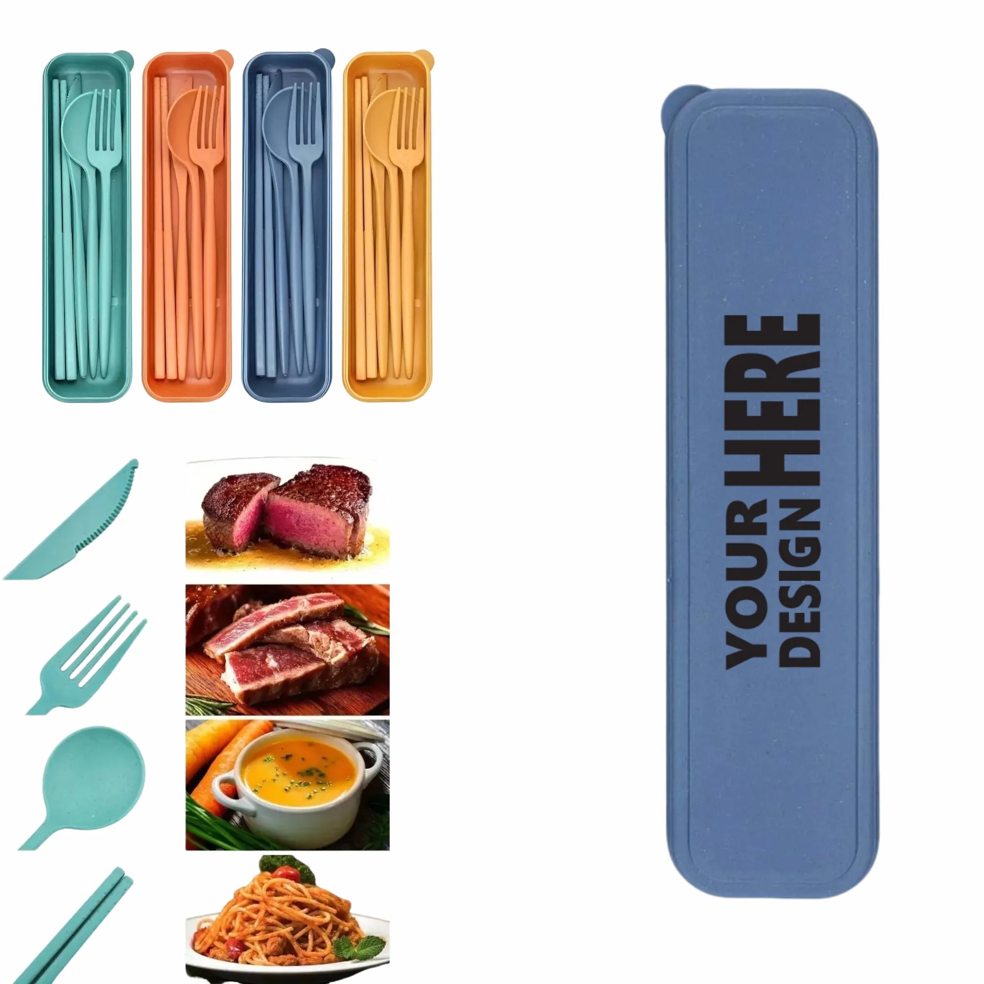 Wheat 4-Piece Cutlery: Knife Fork Spoon Chopsticks