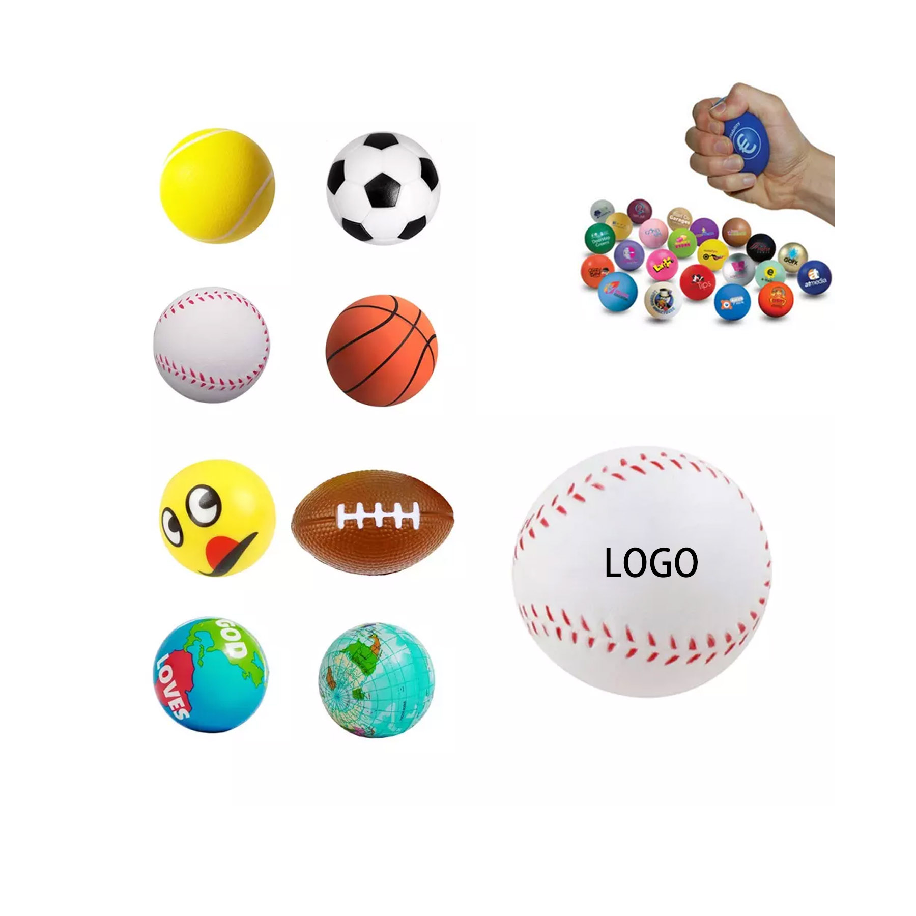 6.3cm Squeezable Stress Ball PU Ball Reliever Ball 1