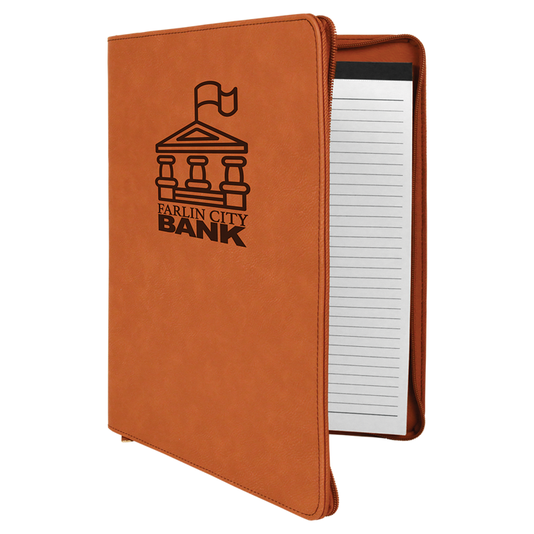 9 1/2" x 12" Rawhide with Zipper Leatherette Portfolio with Notepad 2