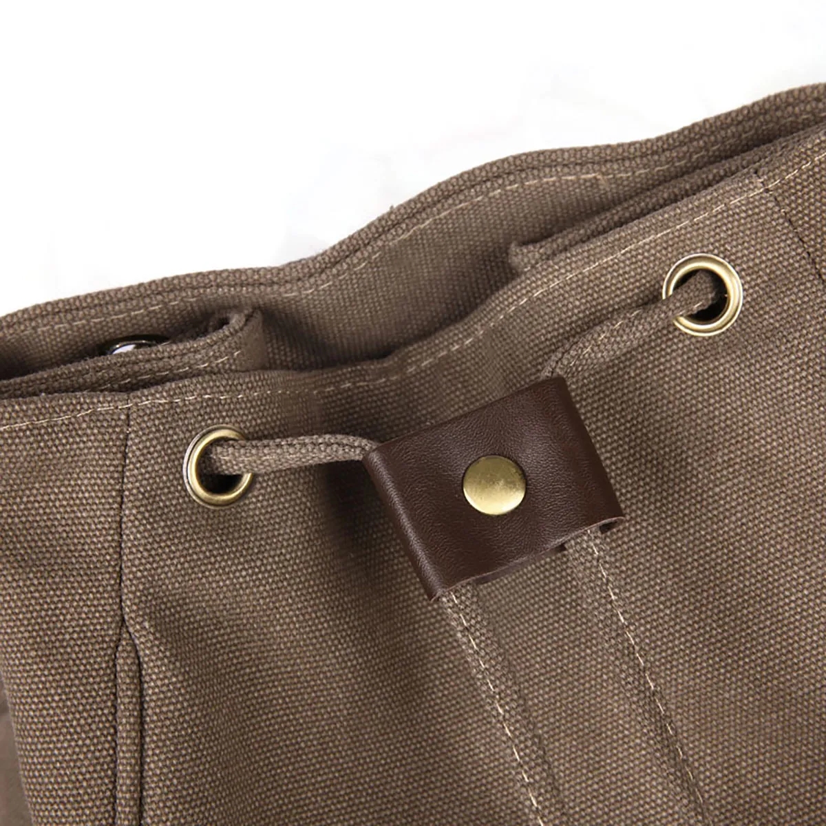Flap Drawstring Canvas Backpack Small Vintage Rucksack 7