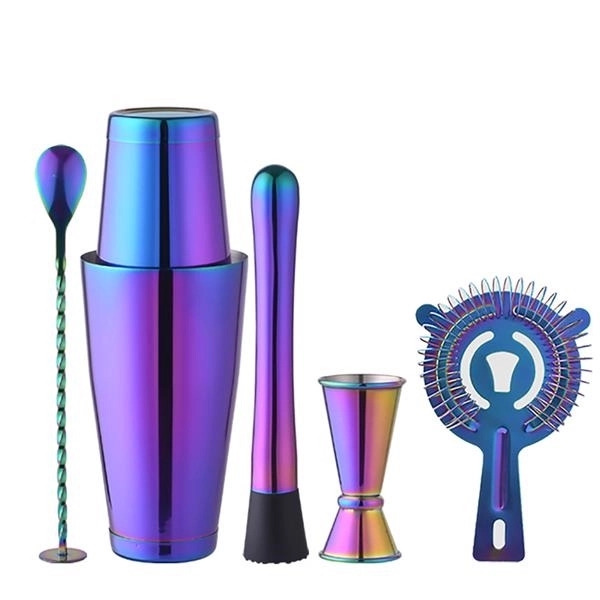 5 Pieces Stainless Steel Cocktail Shaker 4