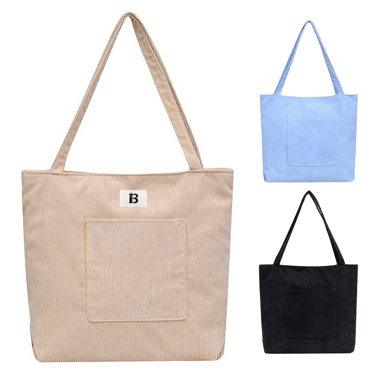 Customized Corduroy Tote Bag, custom tote bag with logo imprint 1