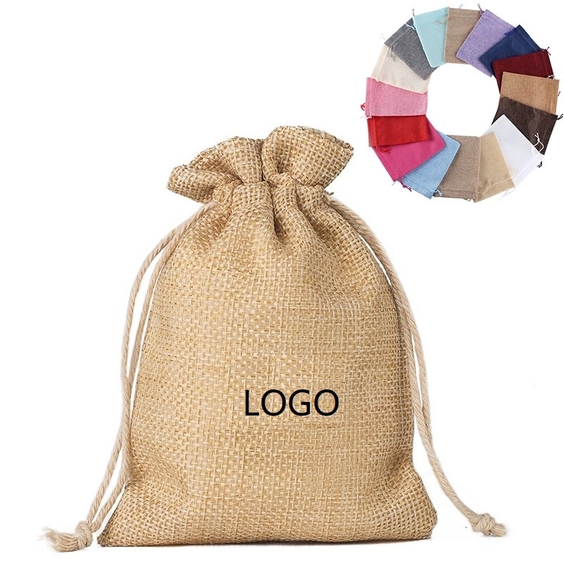 Custom Drawstring Linen Bag Jute Pouch 6